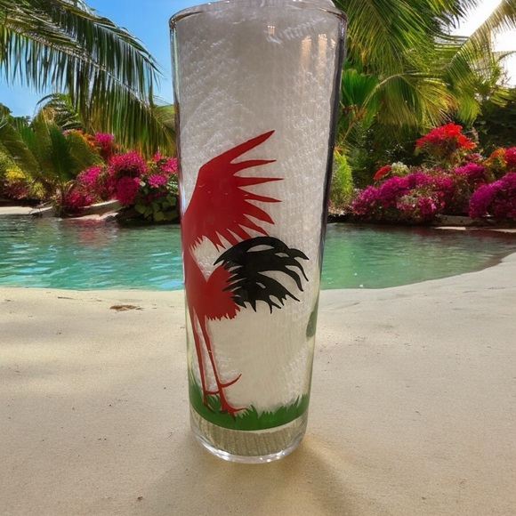 Vintage Federal Glass Tall Collins Glass with red crowing rooster. MINT FUN - Picture 3 of 6